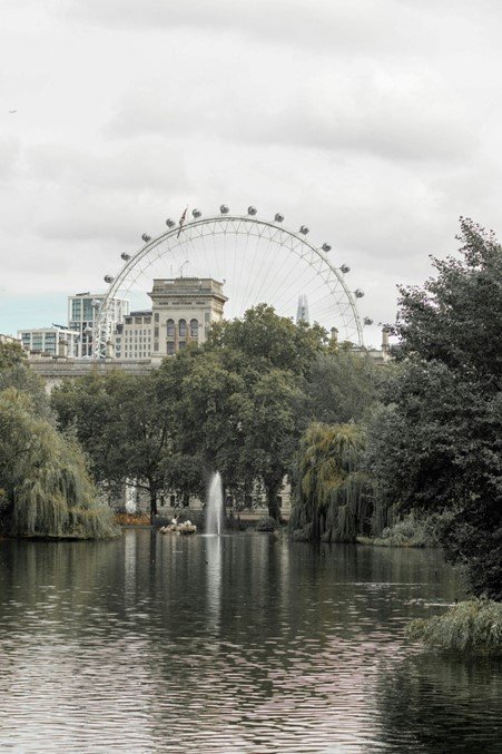 London Eye by the Thames river -food and drink scene