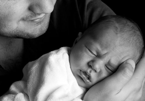 baby, newborn, father, massage